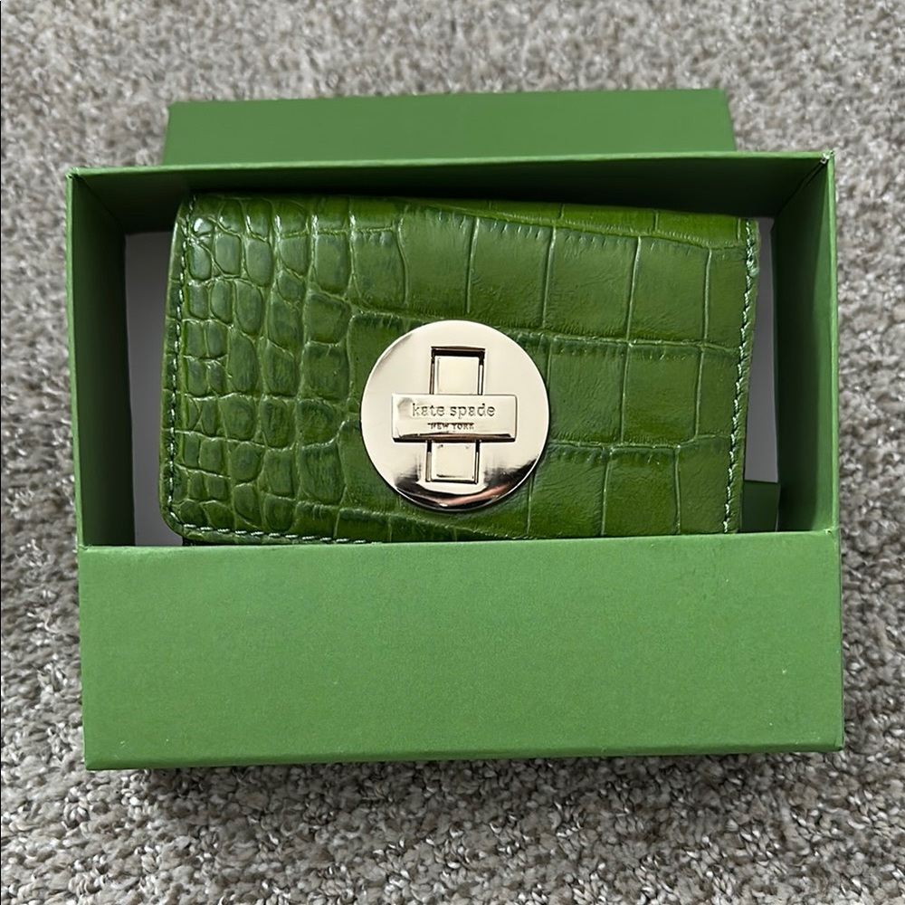 Kate Spade Green Croc-Embossed Wallet